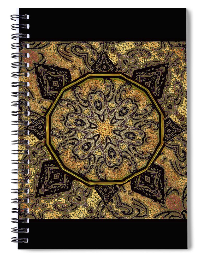 Golden Day Mandala Spiral Notebook featuring the mixed media Golden Day Mandala by Kandy Hurley