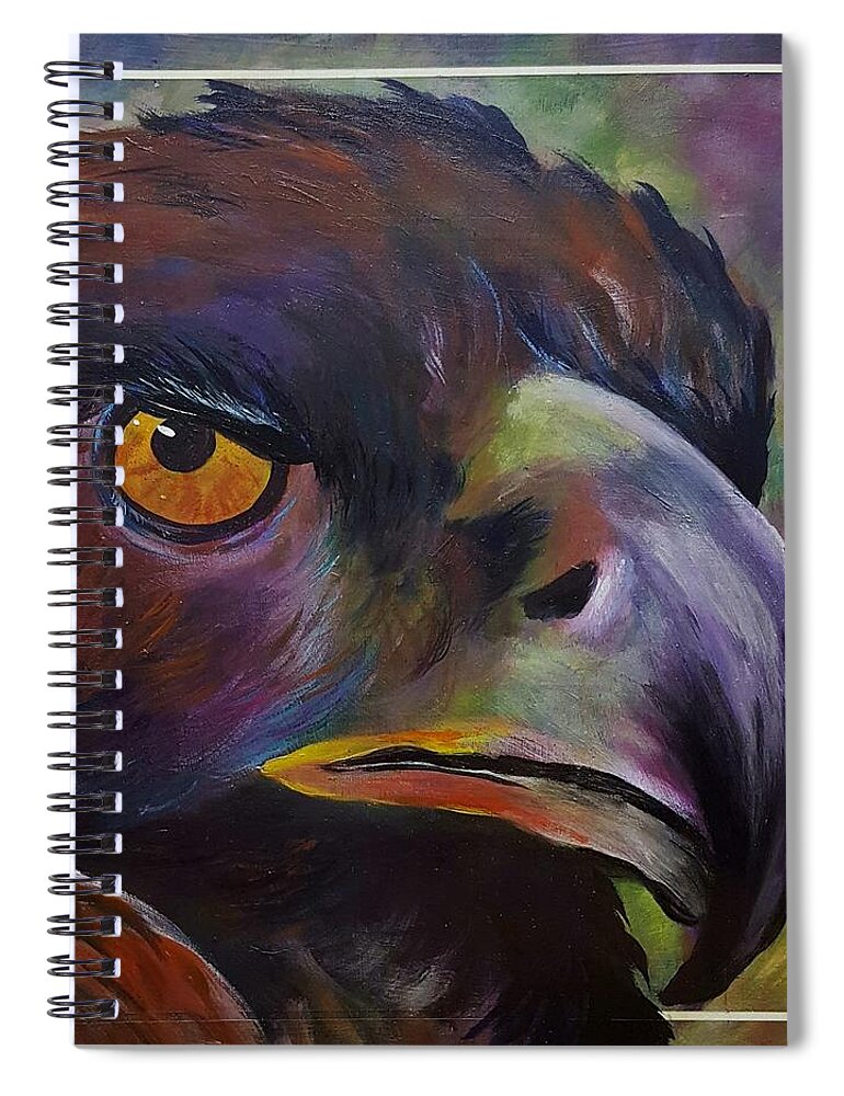 Golden Eagle Spiral Notebook featuring the painting Golden Eagle #5 by Cheryl Nancy Ann Gordon