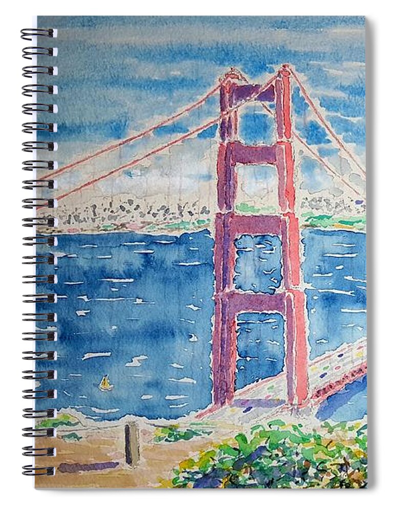 Watercolor Spiral Notebook featuring the painting Golden Gate Vista by John Klobucher
