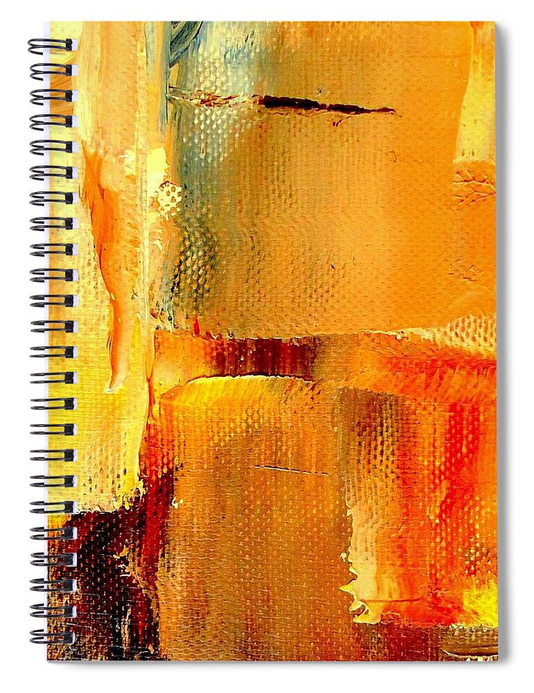 Abstract Spiral Notebook featuring the painting Golden Glow Abstract Square by VIVA Anderson