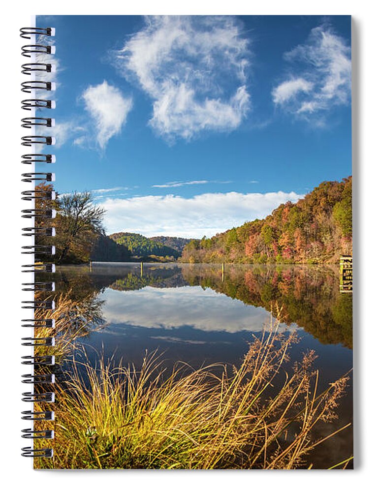 Carolina Spiral Notebook featuring the photograph Golden Grasses at the Docks by Debra and Dave Vanderlaan