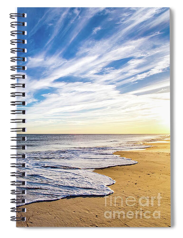 Golden Hour Spiral Notebook featuring the photograph Golden Hour Beach Waves by Beachtown Views