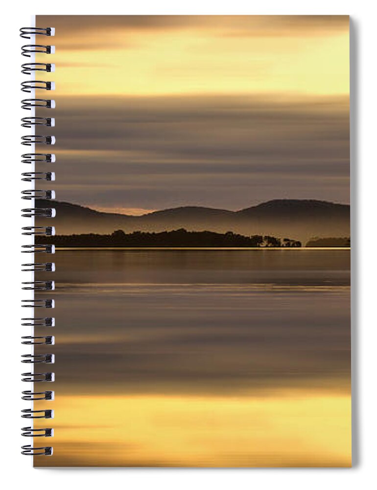 Wallis Lakes Forster Spiral Notebook featuring the digital art Golden Lake 89 by Kevin Chippindall