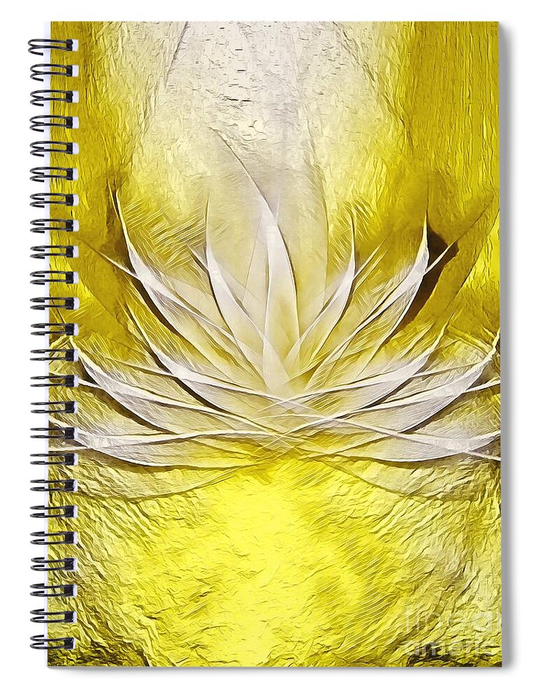 Lotus Spiral Notebook featuring the digital art Golden Lotus Spirit by Rachel Hannah