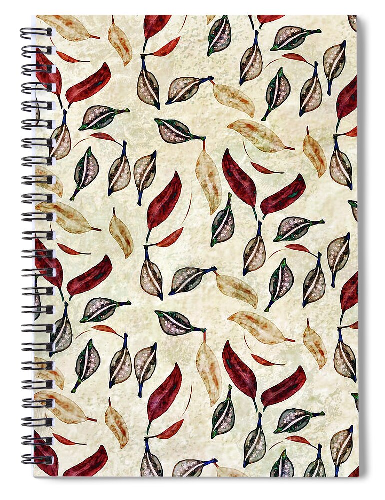 Seed Spiral Notebook featuring the digital art Golden Seed Pods Rustic Colors by Sand And Chi
