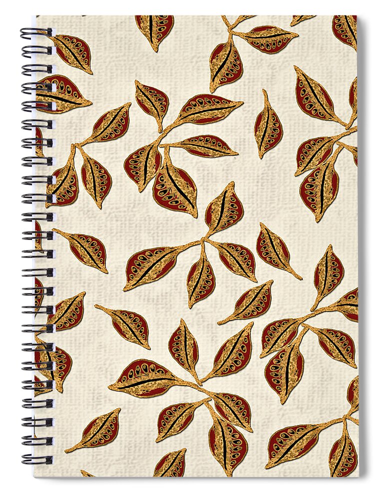 Seeds Spiral Notebook featuring the digital art Golden Seed Pods by Sand And Chi