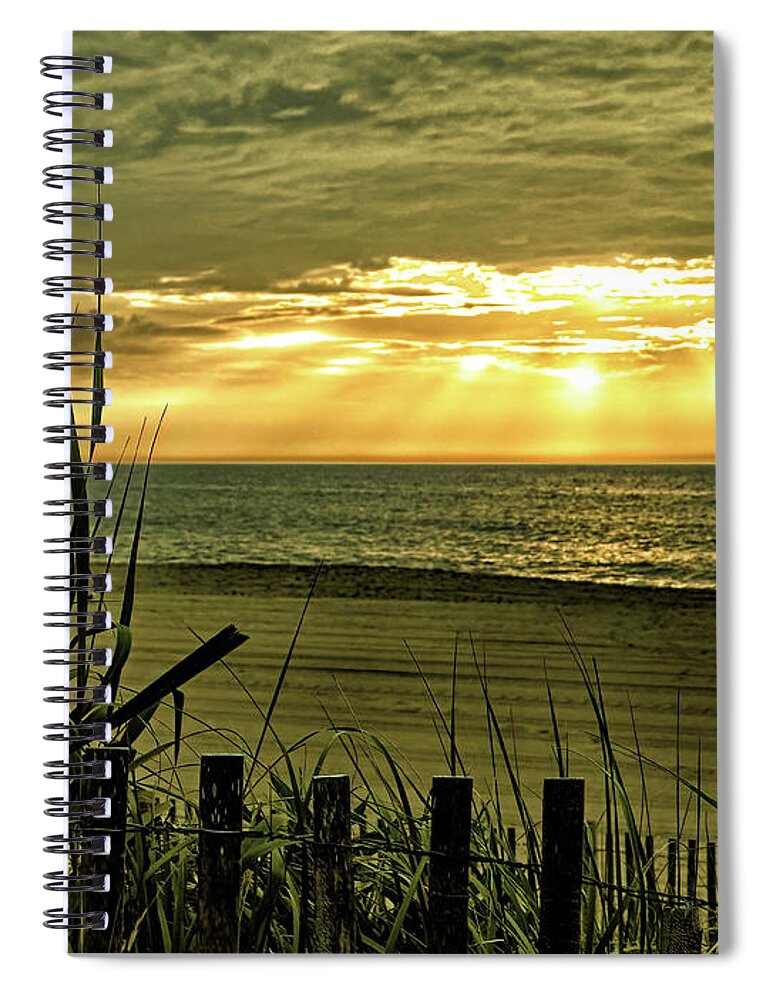 Golden Spiral Notebook featuring the photograph Golden Sunrise at Bethany Beach by Bill Swartwout