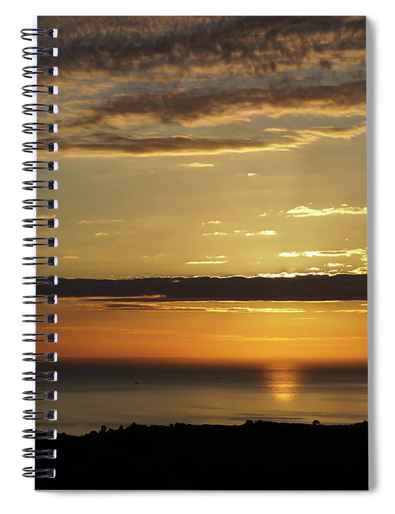 Clouds Spiral Notebook featuring the photograph Golden sunrise over the sea by Adriana Mueller