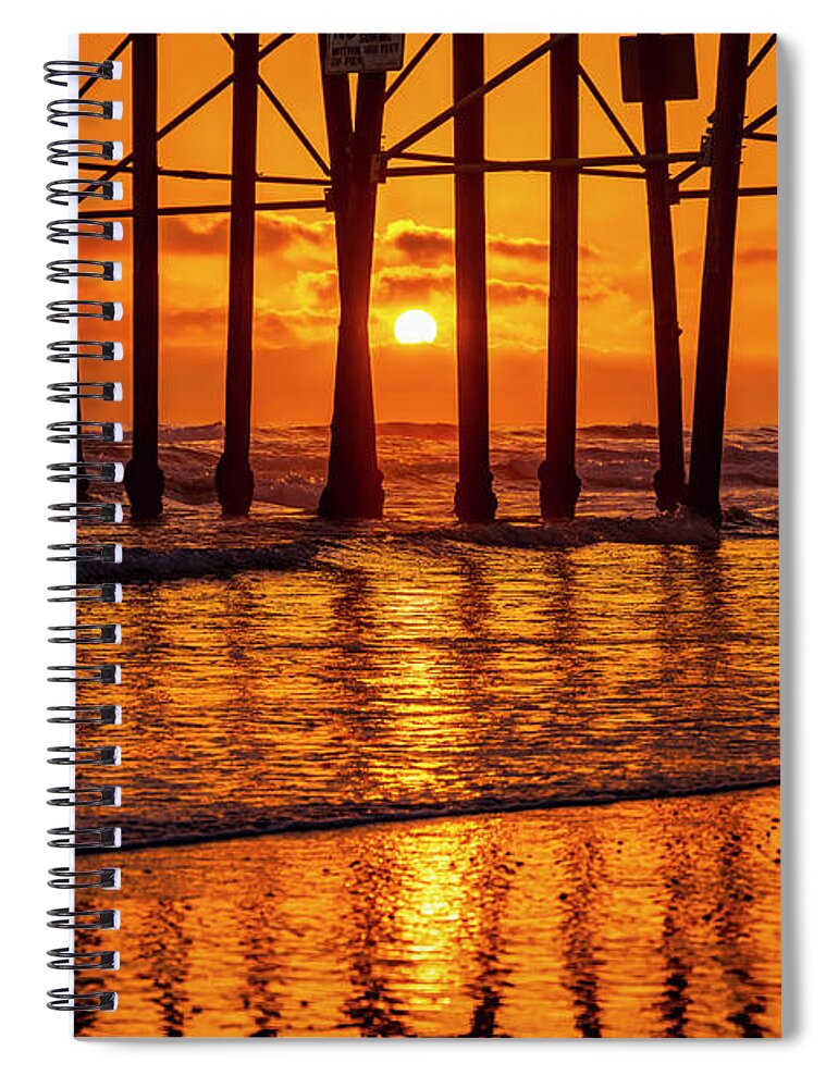 Sunset Spiral Notebook featuring the photograph Golden Sunset at Oceanside Pier by Rich Cruse