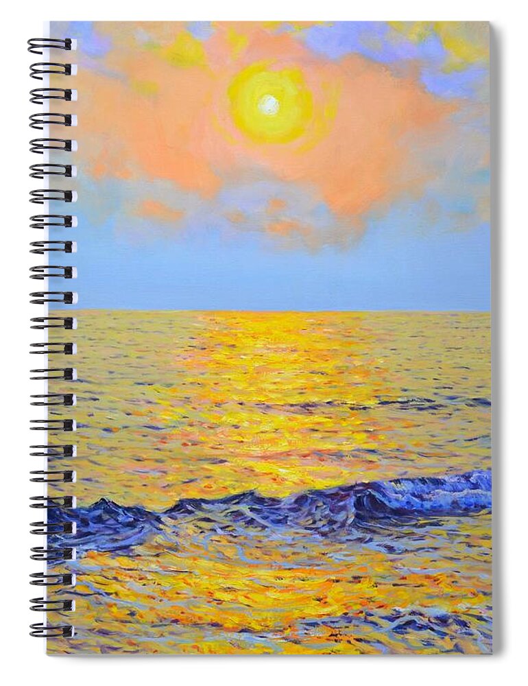 Buy A Painting Spiral Notebook featuring the painting 	Golden sunset by Iryna Kastsova