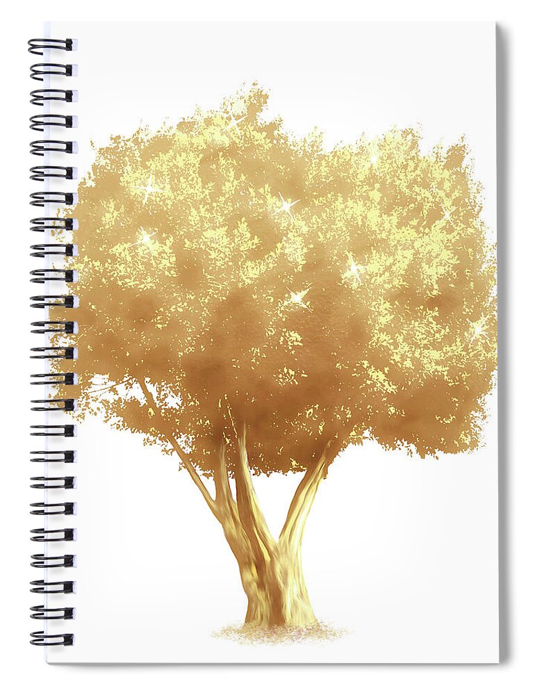 Tree Spiral Notebook featuring the digital art Golden Tree Design 175 by Lucie Dumas