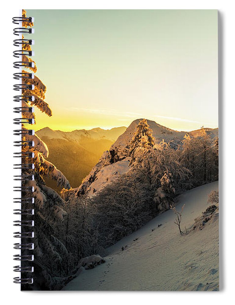 Balkan Mountains Spiral Notebook featuring the photograph Golden Winter by Evgeni Dinev