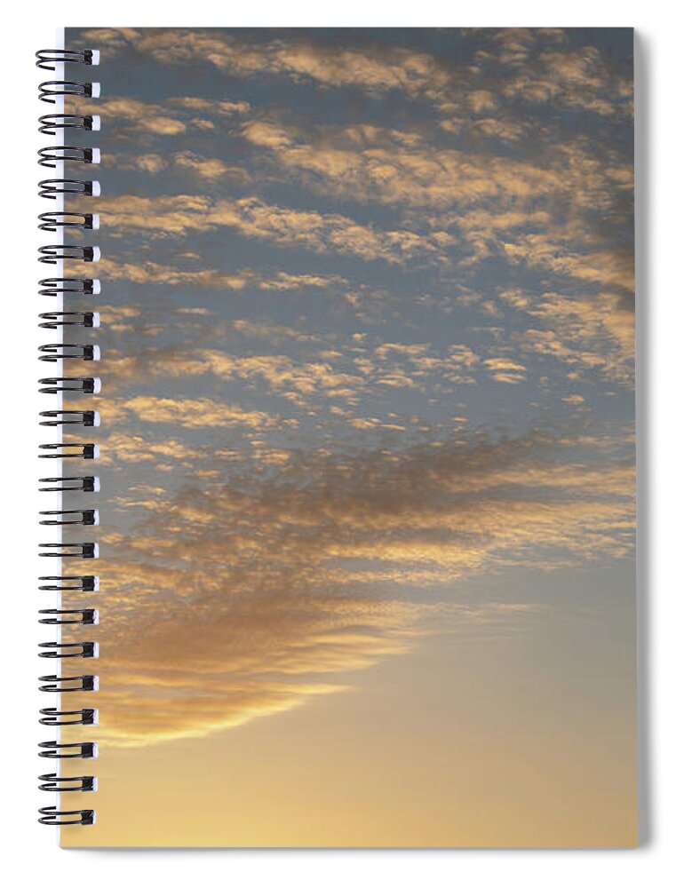 Clouds Spiral Notebook featuring the photograph Golden yellow and soft clouds at sunrise. Air meets sunlight by Adriana Mueller
