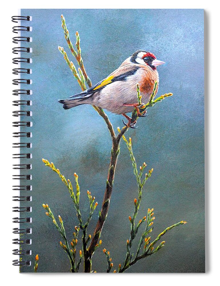 Goldfinch Spiral Notebook featuring the painting Goldfinch by Alan M Hunt by Alan M Hunt