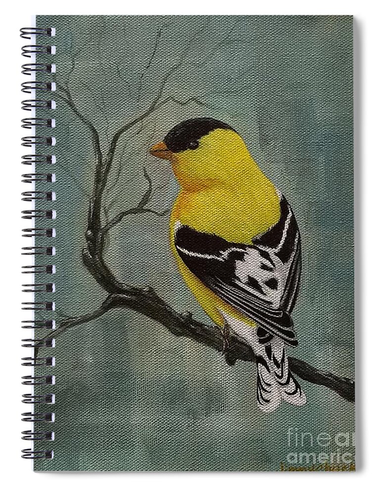 Finches Spiral Notebook featuring the painting Goldfinch by Jimmy Chuck Smith