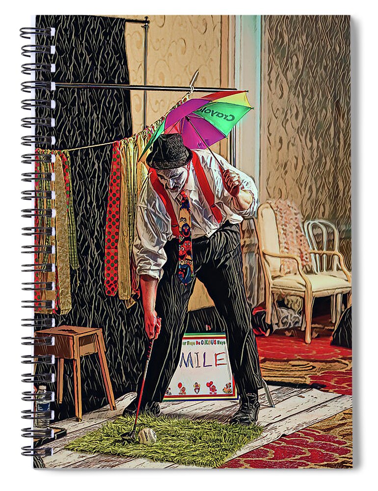 Clown Spiral Notebook featuring the photograph Golfing Clown-Digital Art 2 by Steve Templeton