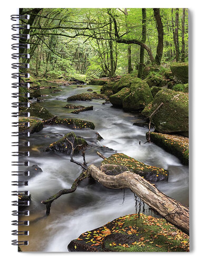 England Spiral Notebook featuring the photograph Golitha Falls, Cornwall, England, UK by Sarah Howard