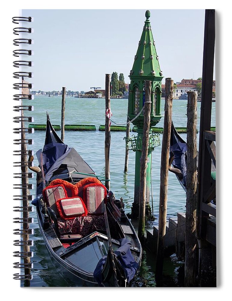 Gondola Spiral Notebook featuring the photograph Gondola in calm waters by Yvonne M Smith