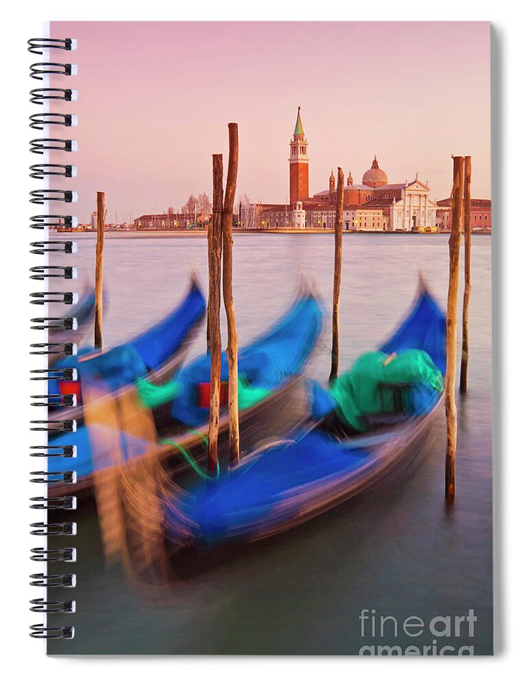 Venice Gondola Spiral Notebook featuring the photograph Gondolas moored at St Mark's Basin waterfront, Venice, Italy by Neale And Judith Clark
