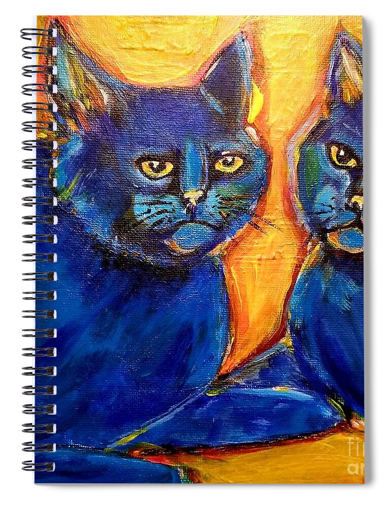 Cats Spiral Notebook featuring the mixed media Gone but not Forgotten by Rabiah Seminole