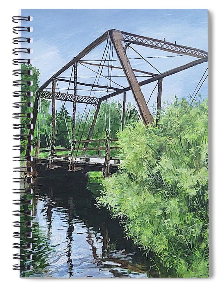 Bridge Spiral Notebook featuring the painting Gone Fishing by William Brody