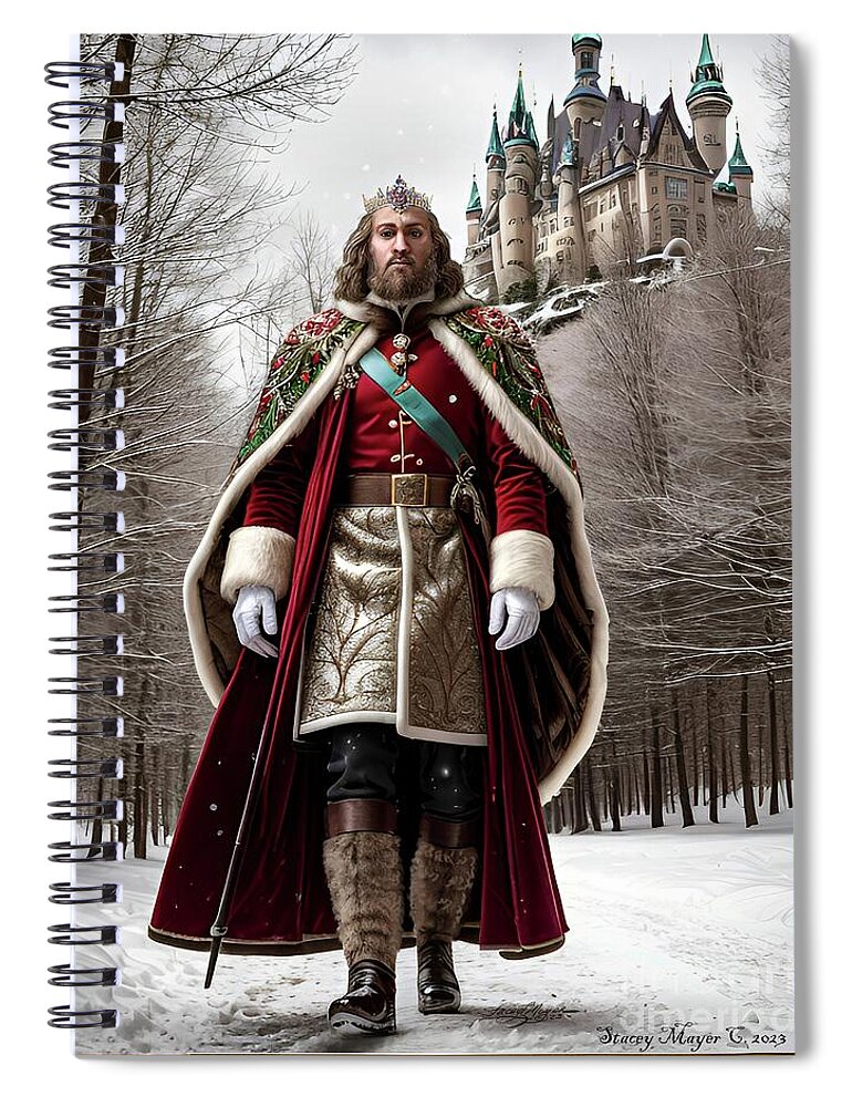 Christmas Spiral Notebook featuring the digital art Good King Wenceslas by Stacey Mayer