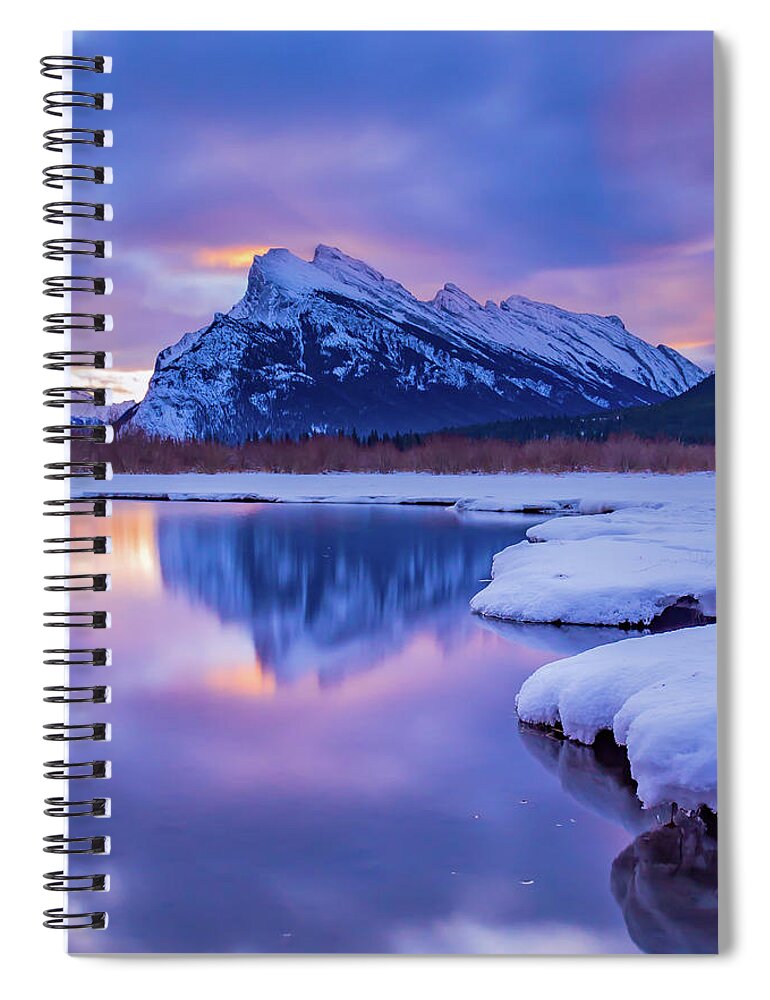 Mt. Rundle Spiral Notebook featuring the photograph Good Morning Mt. Rundle by Joe Kopp