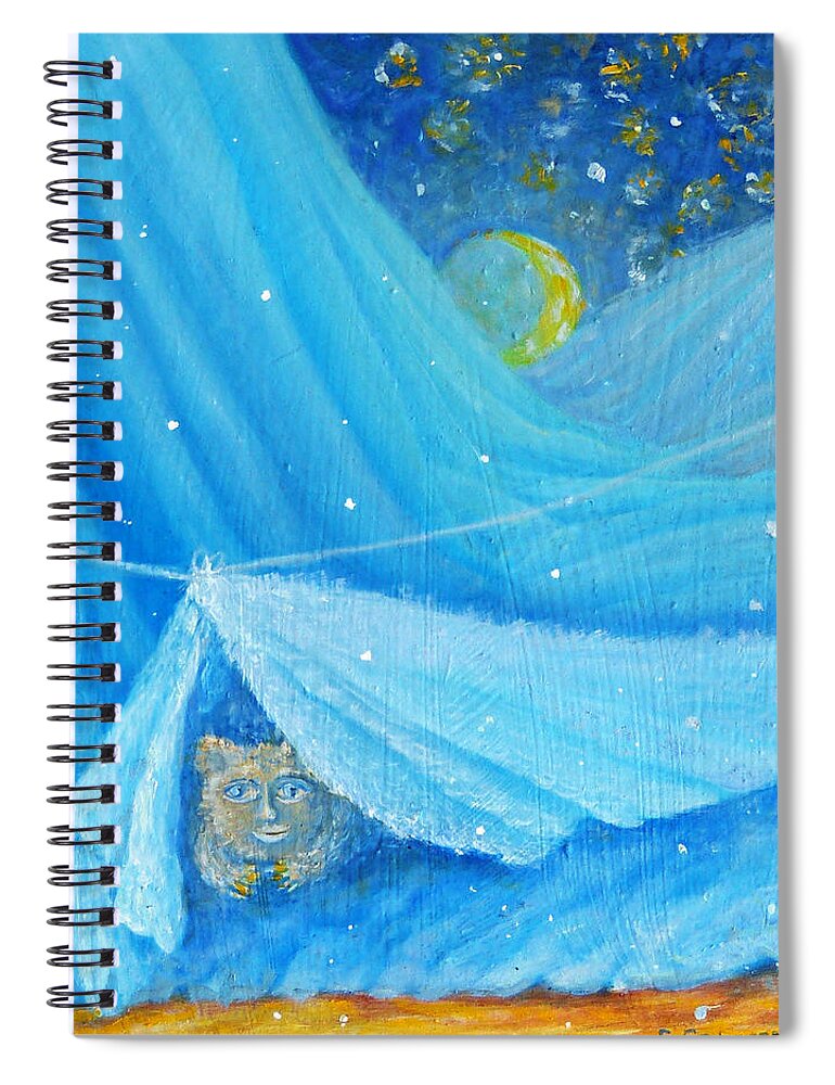 Good Night Spiral Notebook featuring the painting Good night by Elzbieta Goszczycka