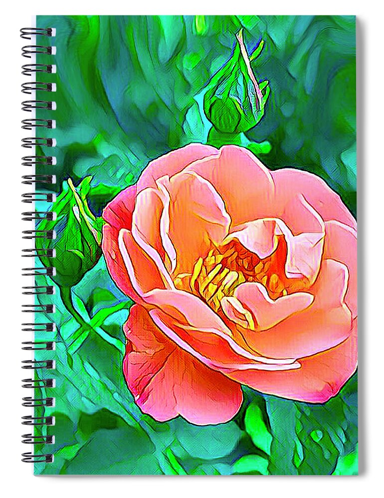 Flowers Spiral Notebook featuring the digital art Gorgeous Rose by Nancy Olivia Hoffmann