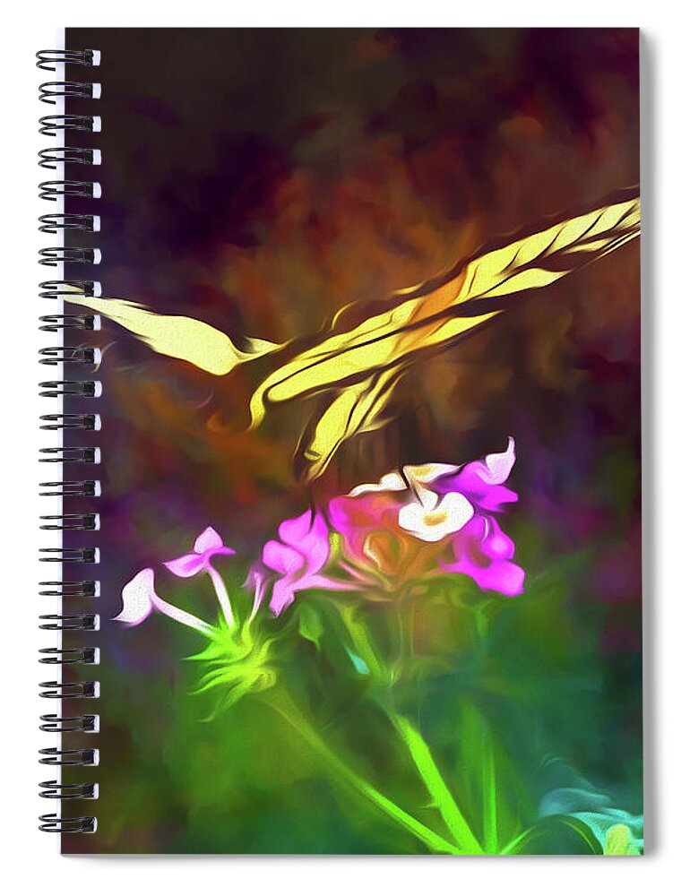 Swallowtail Spiral Notebook featuring the digital art Graceful In Flight by Amy Dundon