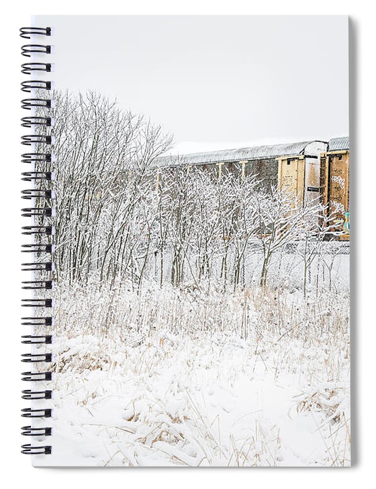 Illinois Spiral Notebook featuring the photograph Graffiti on a snowy day by Joni Eskridge