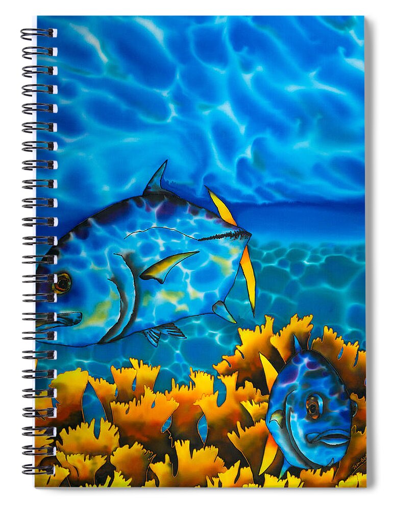 Pelagic Game Fish Spiral Notebook featuring the painting Grand Caille Point by Daniel Jean-Baptiste