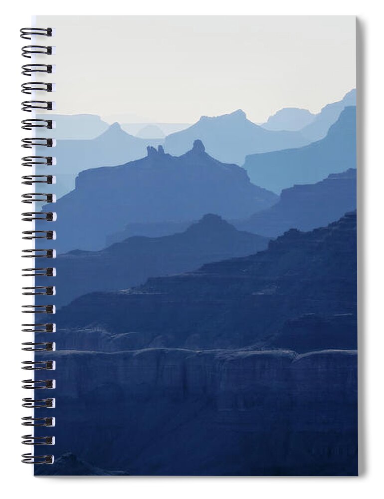 Grand Canyon Spiral Notebook featuring the photograph Grand Canyon blue silhouettes by Tatiana Travelways