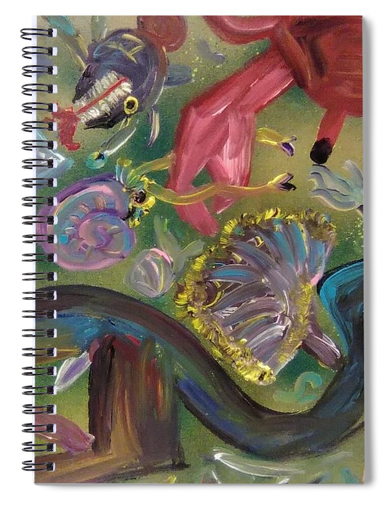 Abstract Spiral Notebook featuring the painting Gran Cubismo Dos by Andrew Blitman