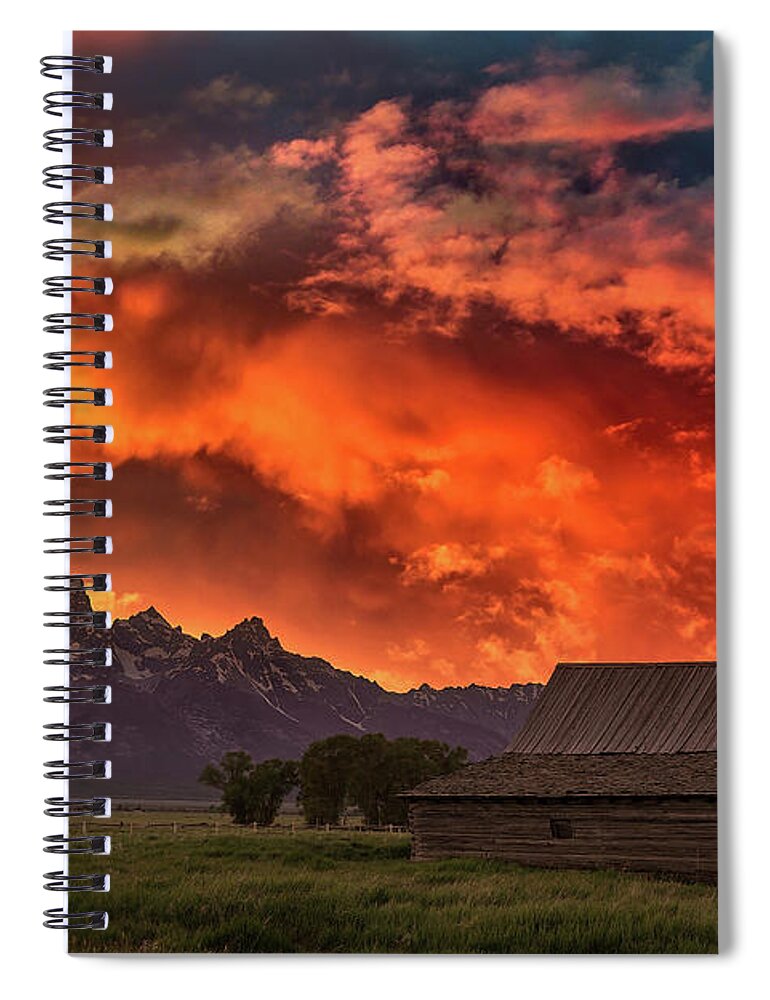 Tetons Spiral Notebook featuring the photograph Grand Sunset in the Tetons by Jon Glaser