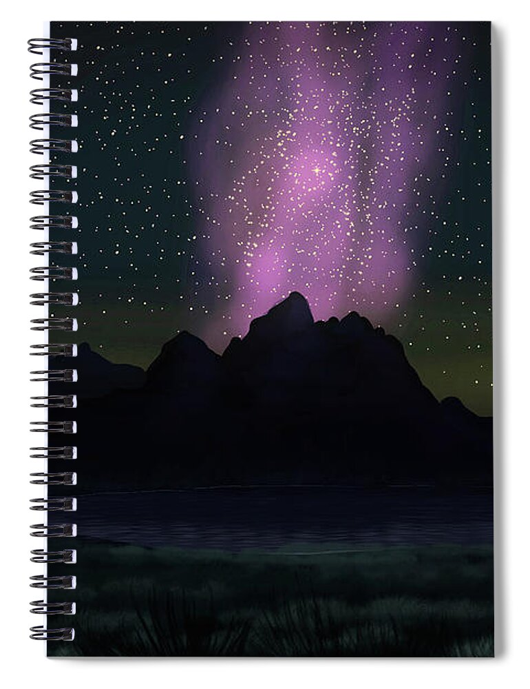 Grand Teton Spiral Notebook featuring the digital art Grand Teton Stars, Wyoming by Chance Kafka