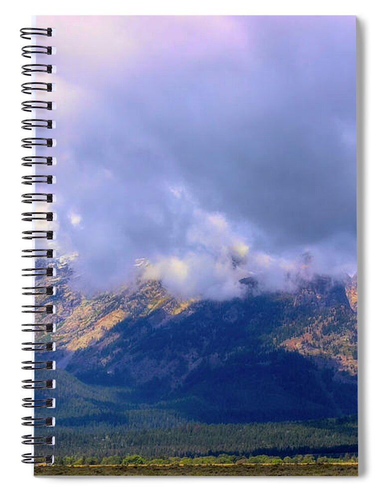 Grand Tetons Spiral Notebook featuring the photograph Grand Tetons on a Cloudy day by Cathy Anderson