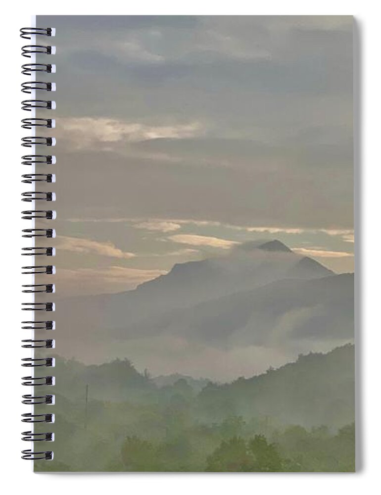  Spiral Notebook featuring the photograph Grandfather Mountain in fog by Meta Gatschenberger