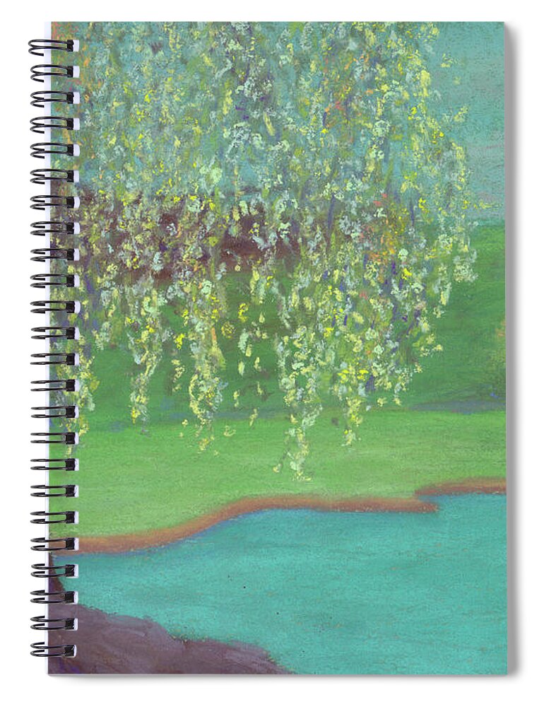 Willow Tree Spiral Notebook featuring the pastel Grandmother Willow by Anne Katzeff