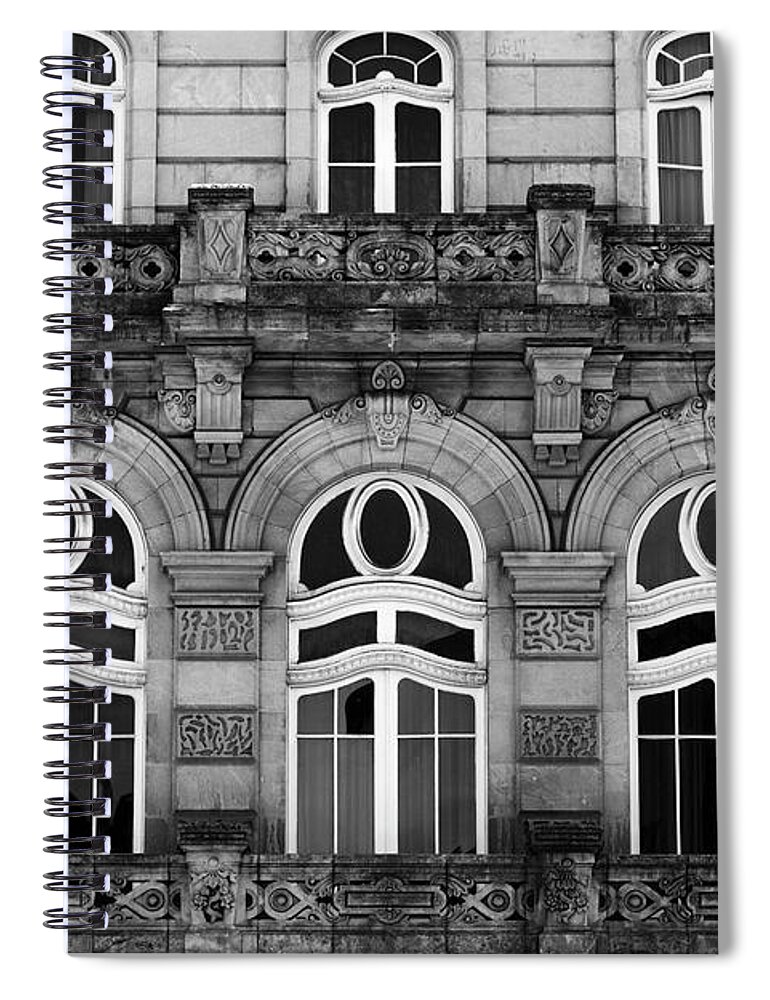 Window Spiral Notebook featuring the photograph Granite Balconies and Windows Vigo Galicia Spain by James Brunker