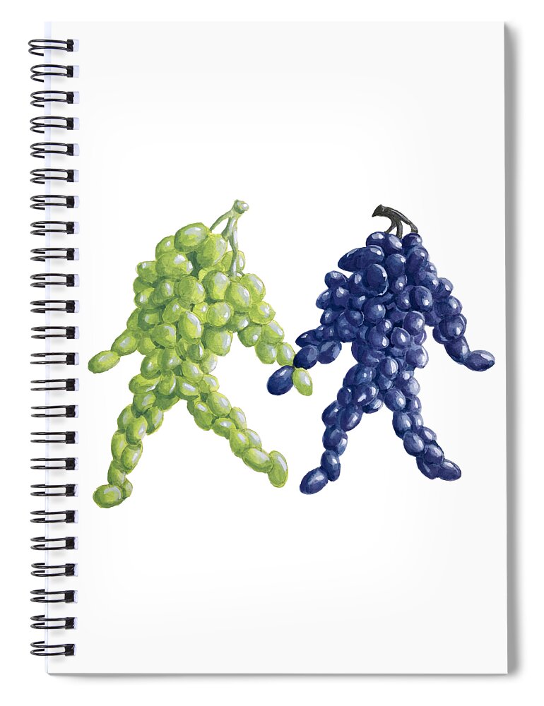 Grapes Spiral Notebook featuring the painting Grape Friends by Dominic White