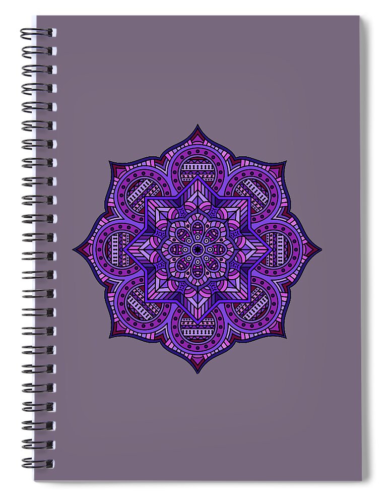 Grape Spiral Notebook featuring the digital art Grape Soda Mandala by G Lamar Yancy