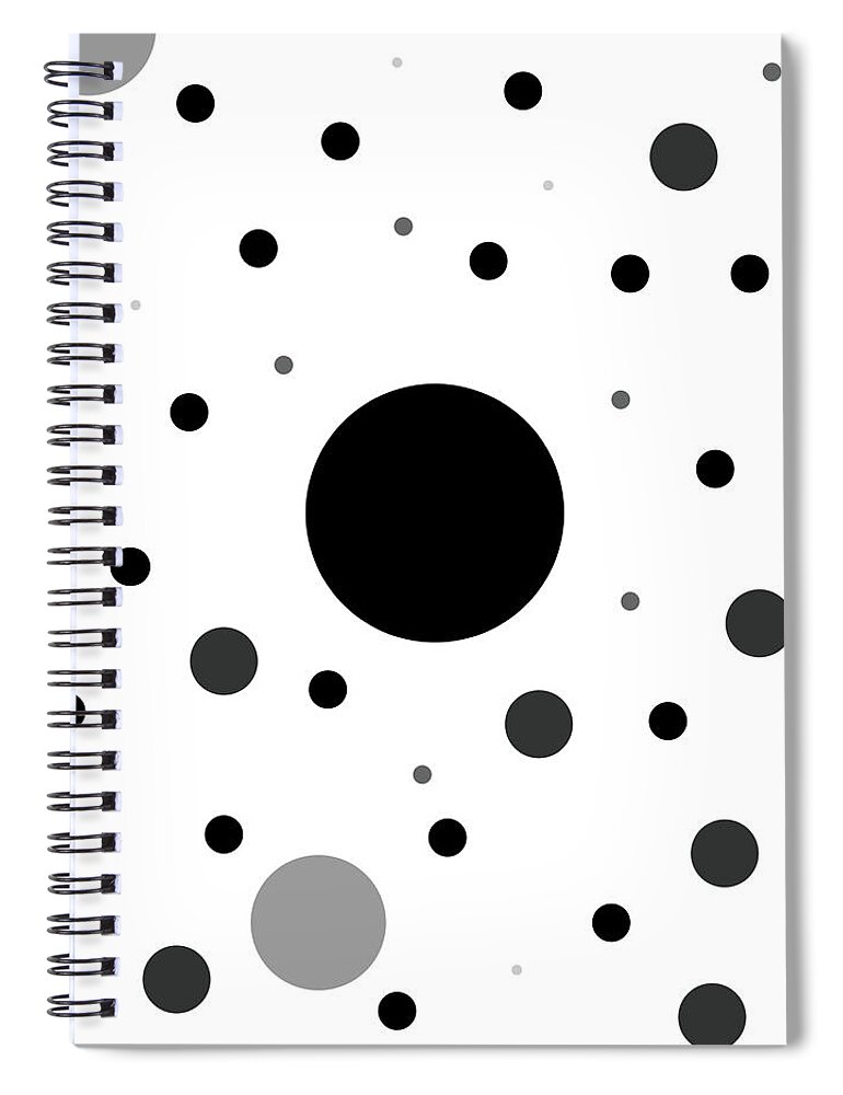 Black Spiral Notebook featuring the digital art Graphic Grayscale Polka Dots by Amelia Pearn