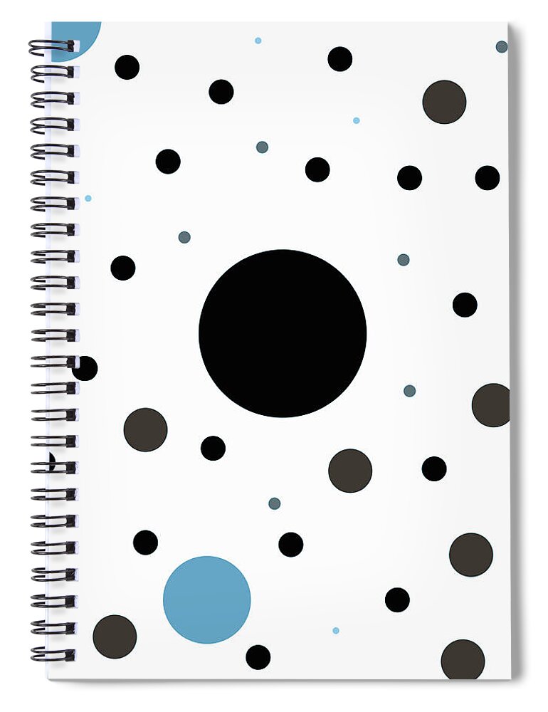 Black Spiral Notebook featuring the digital art Graphic Polka Dots by Amelia Pearn