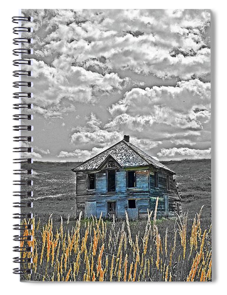  Spiral Notebook featuring the digital art Grass Land Homestead by Fred Loring