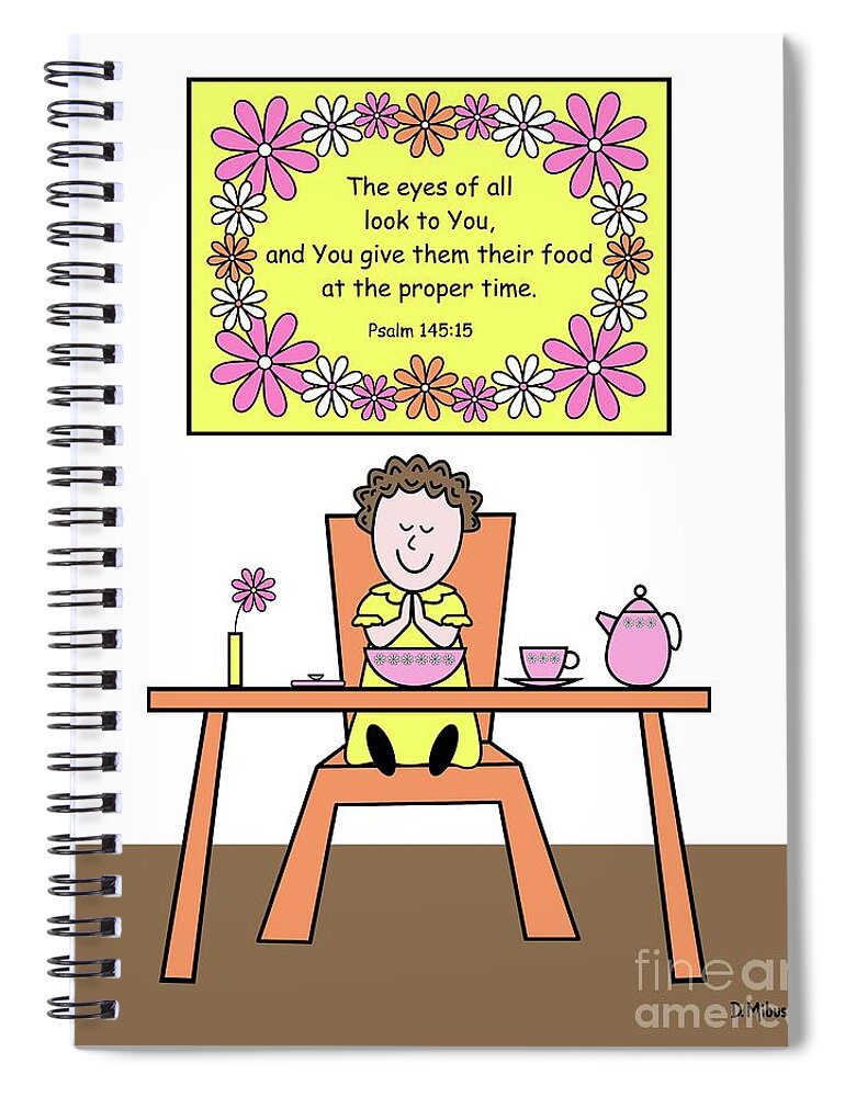 Bible Verse Spiral Notebook featuring the digital art Grateful Girl Gives Thanks by Donna Mibus