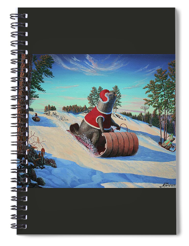 Beaver Spiral Notebook featuring the painting Gravity by Michael Goguen