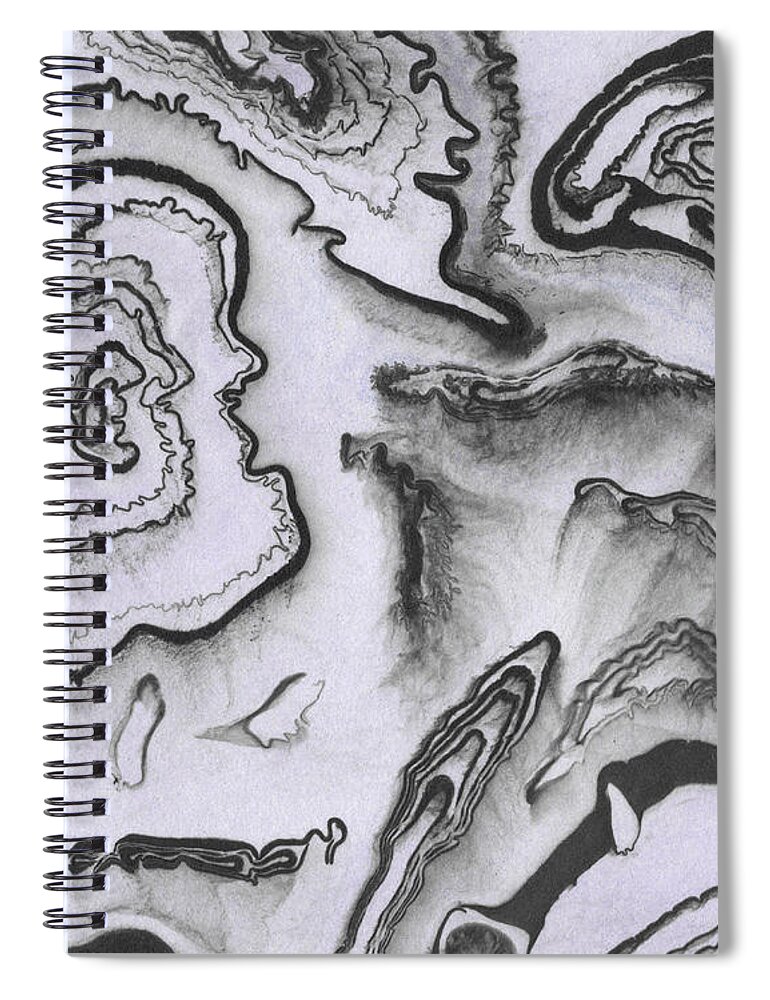 Agate Spiral Notebook featuring the painting Gray Agate Stone Surface And Texture Abstract Watercolor Collection II by Irina Sztukowski