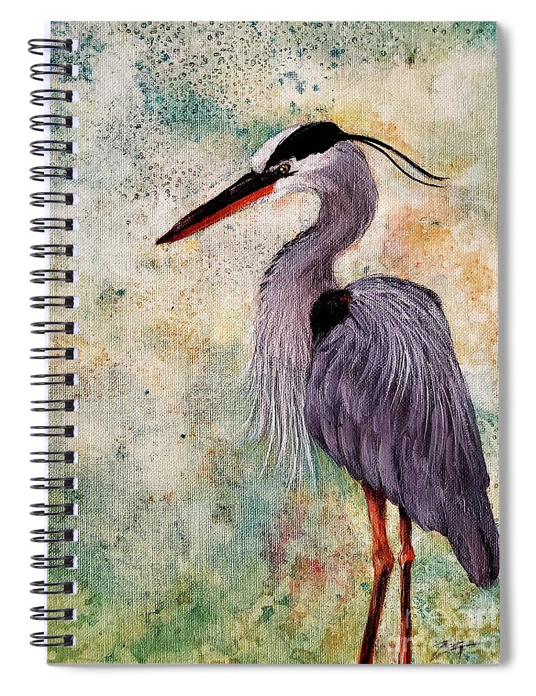 Wildlife Spiral Notebook featuring the painting Great Blue Heron by Zan Savage