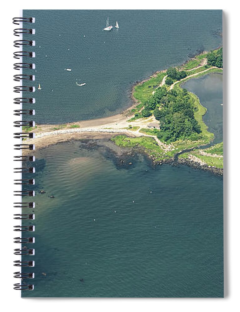 Great Captain Island Spiral Notebook featuring the photograph Great Captain Island in Greenwich Connecticut Aerial Photo by David Oppenheimer